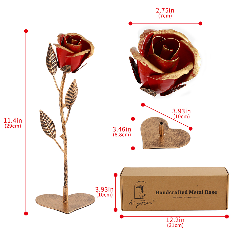 Rose Artificielle en Fer à Longue Tige pour Femme, Cadeau de Mariage et de Noël pour la Saint-Valentin AI0001 – Image 2