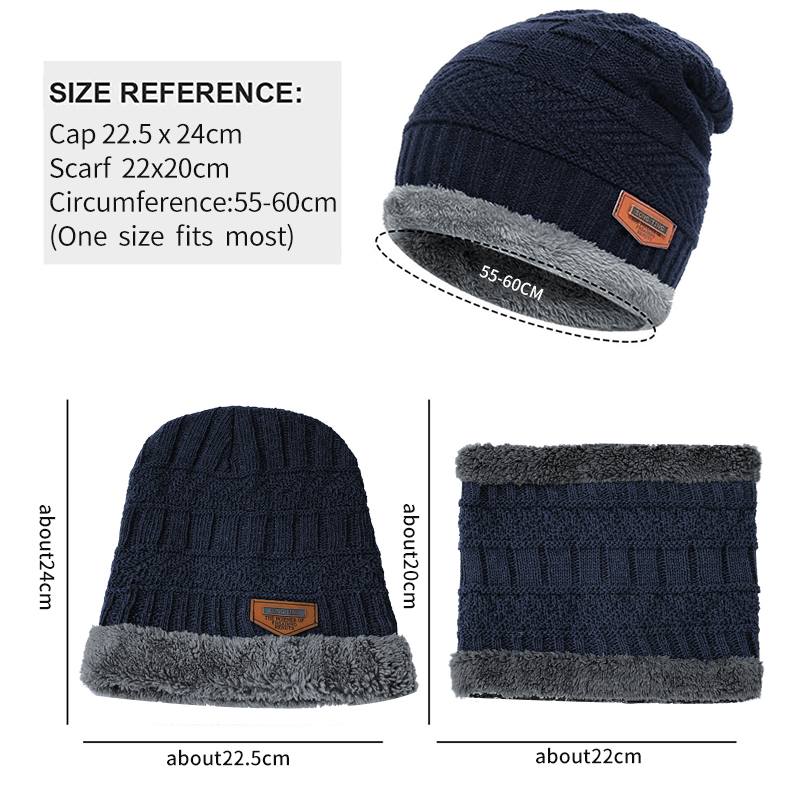 Ensemble bonnet et écharpe en laine optique pour hommes et femmes, cagoule, masque, bonnet, chapeau, femme, hiver AI0001 – Image 6