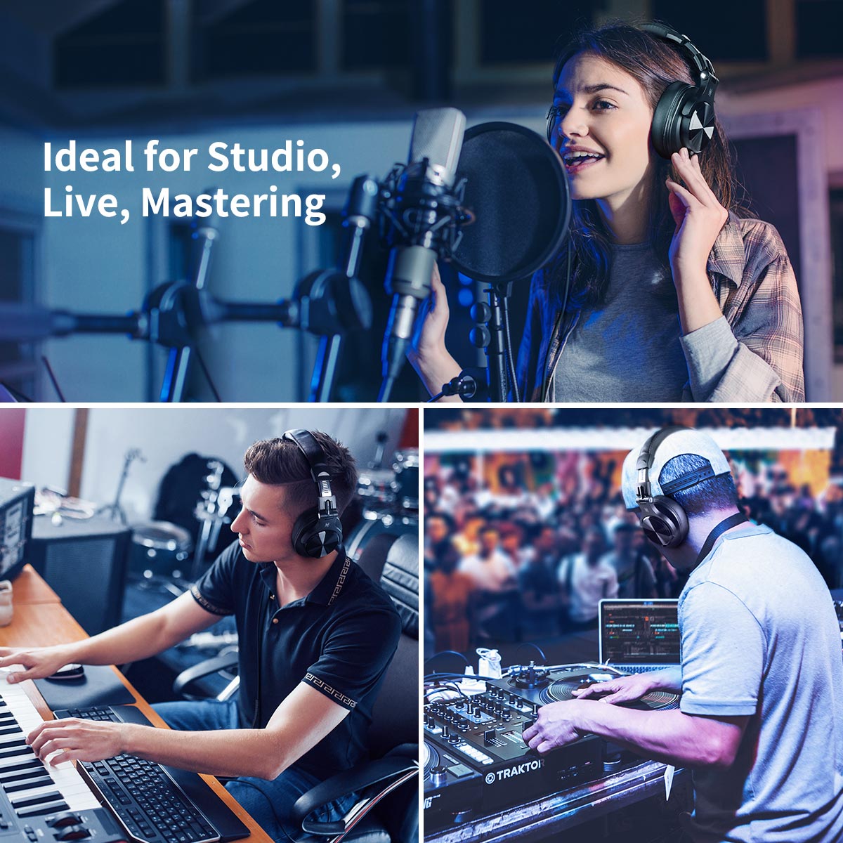 casque Oneodio-Casque de studio A71 Deep Bass, écouteurs filaires Hi-Res avec microphone, son stéréo, casque pour DJ Assad Audio Static AI0001 – Image 3
