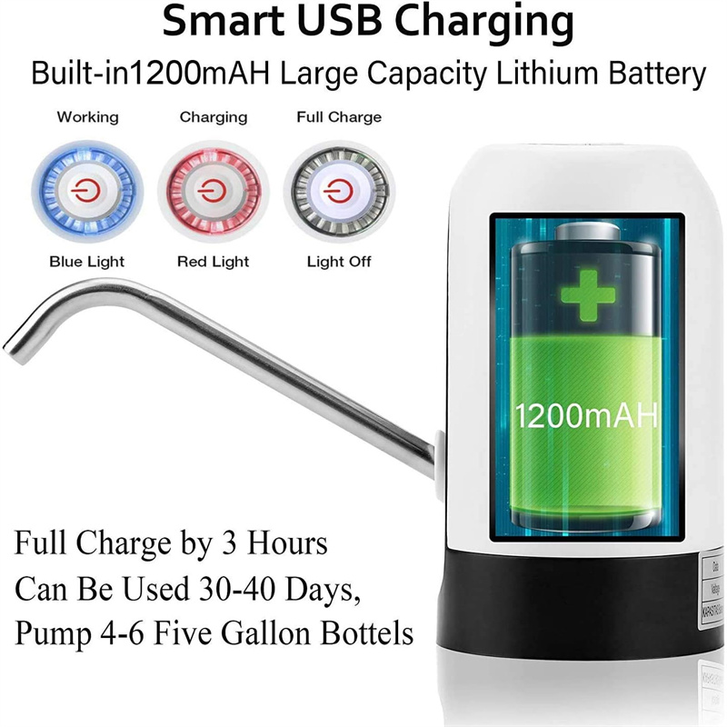 Pompe à bouteille d'eau pour fontaine à boire, interrupteur automatique, cuisine en un clic, salle à manger, maison, jardin, mini carboy électrique à chargement USB AI0001 – Image 2