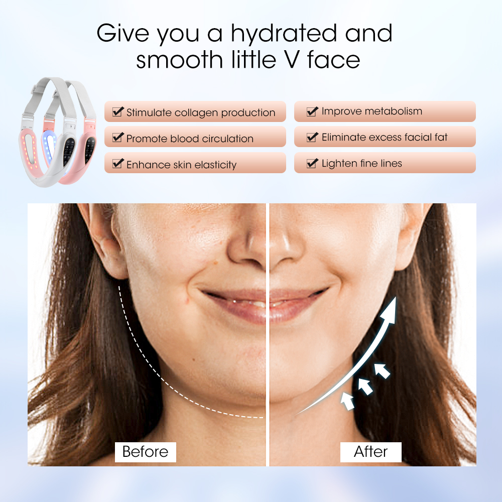 Appareil de beauté lifting du visage en V, 5 couleurs, LED photon, remodelage du double ruisseau, bandage amincissant pour le visage, ceinture de levage AI0001 – Image 4