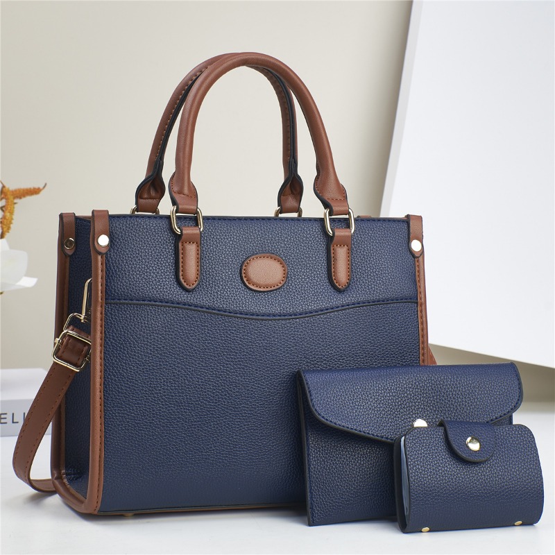 Sac à Main en Cuir Souple de Grande Capacité pour Femme, Sacoche Solide, Décontracté, Shopping, Document, 3 Pièces/Ensemble AI0001 – Image 5