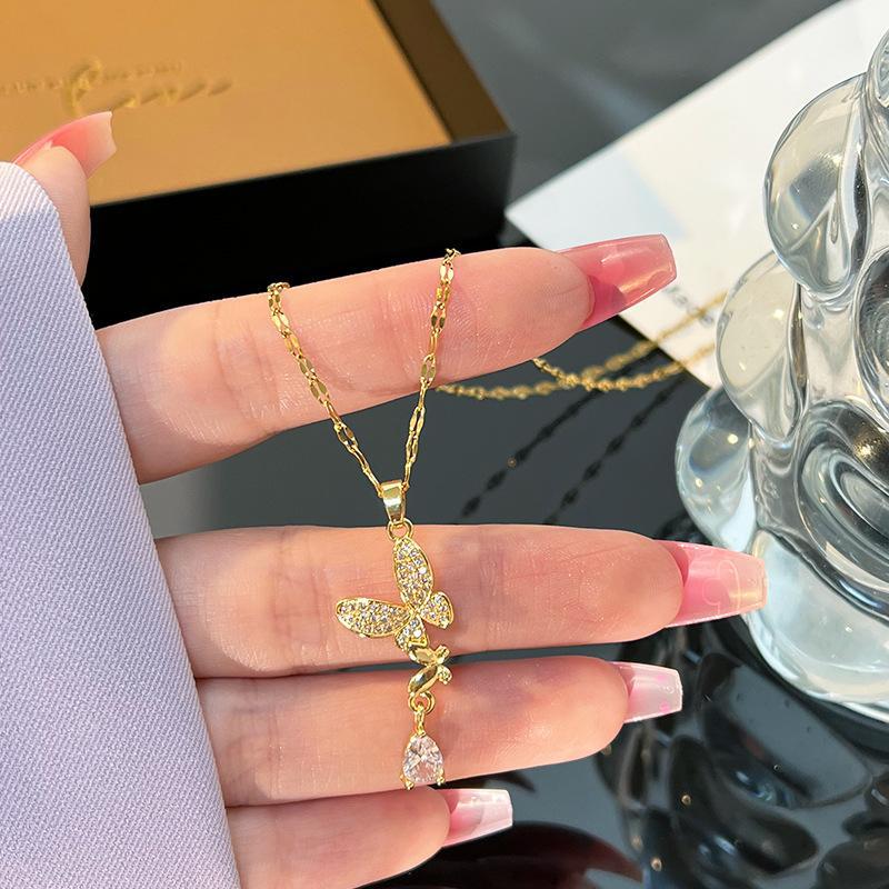 Collier en acier au titane avec pendentif pompon pour femme, simple et attrayant AI0001 – Image 6