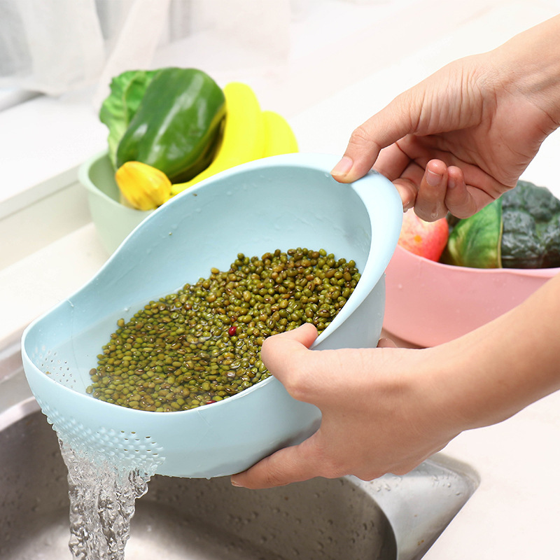 Mir de drainage de cuisine avec poignée, tamis à riz portable, cuillère en plastique, bol à riz, panier à filet filtrant, évier de cuisine, 1 pièce AI0001 – Image 6