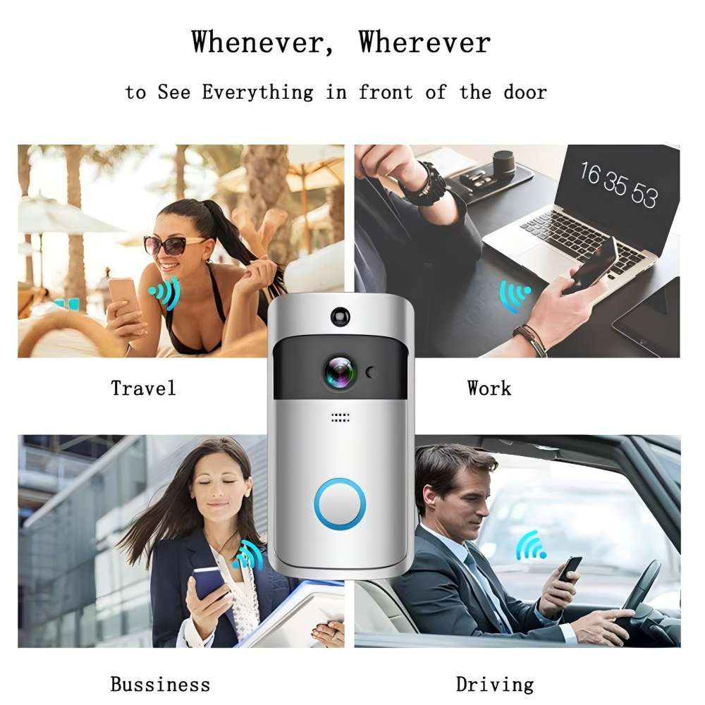 Sonnette vidéo de sécurité V5, WiFi 2.4G, audio bidirectionnel, vision nocturne HD, angle de vision 166 °, Pictrue Snape, enregistreur vidéo, stockage dans le nuage AI0001 – Image 3