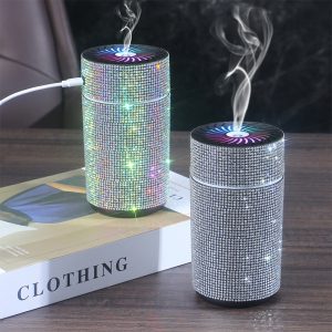 Humidificateur de diffuseur de voiture brillant de luxe avec lumière LED, diamant, supporter ficateur d'air automatique, assainisseur d'air Bling, accessoires de voiture AI0001
