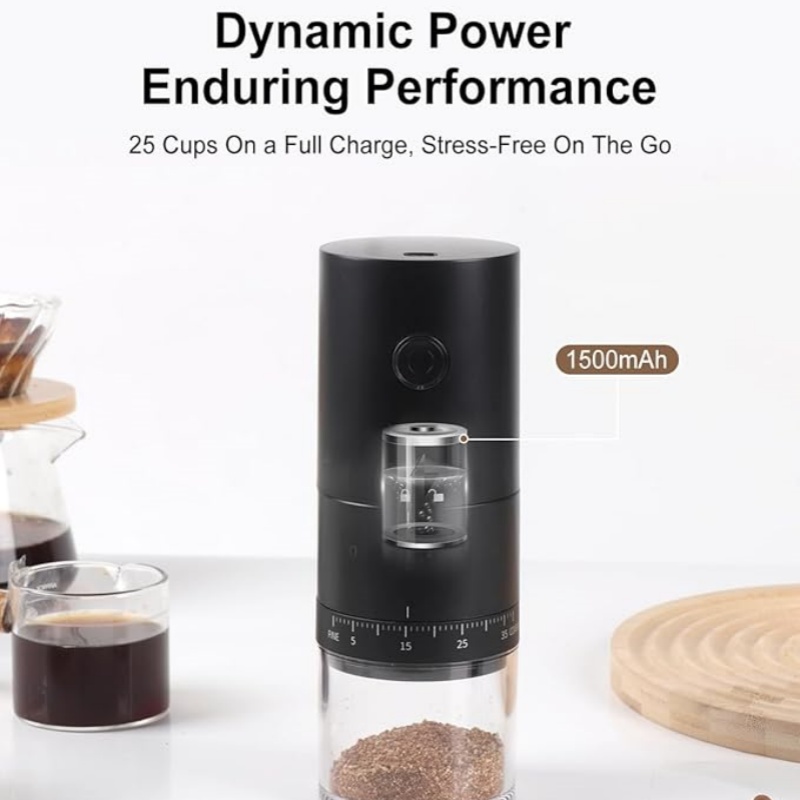 Moulin à café électrique portable avec filtre en céramique, longue durée de vie de la batterie, démarrage à un bouton, broyeur de grains, 38 vitesses, réglage, nouveau, 2024 AI0001 – Image 2