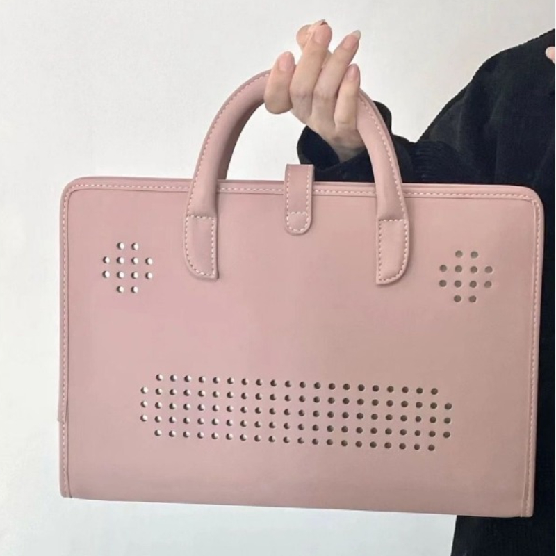 Sacs à main à poignée supérieure pour femmes, sac pour ordinateur portable, sac à main de voyage, monochromatique, décontracté, rose, doux, chic, mode coréenne, Y2K, filles, tout match, simple AI0001 – Image 5