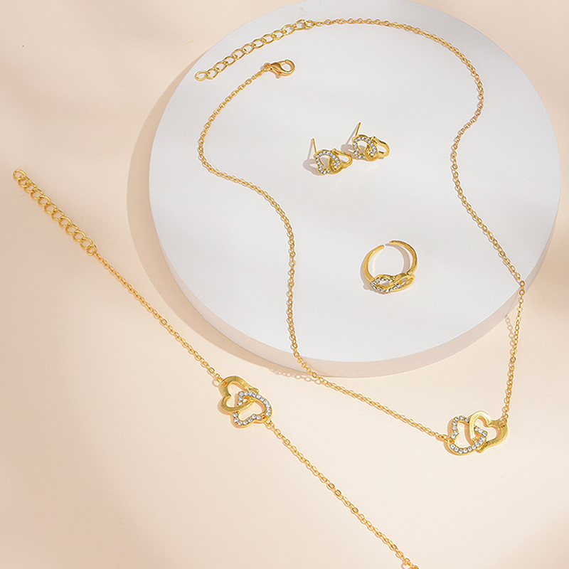 Ensemble montre-bracelet et bijoux coeur pour femme, biscuits de luxe, montre à quartz, mode, ensemble de 5 pièces AI0001 – Image 3