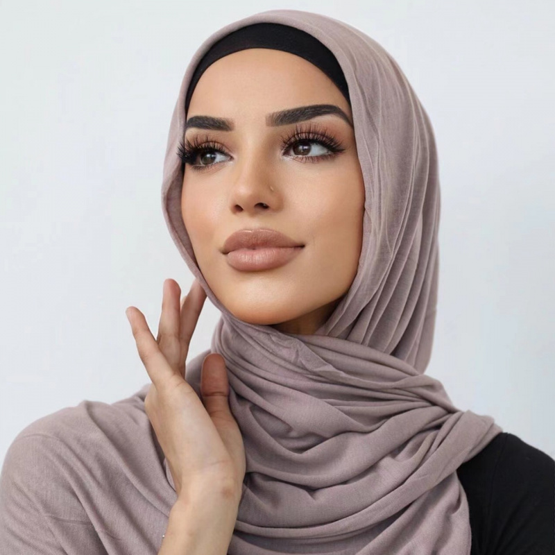 Écharpe classique en coton solide pour femme, nouveau style, modal, longue, unique, tête ronde, jer, hijab, pansement, châle AI0001 – Image 4