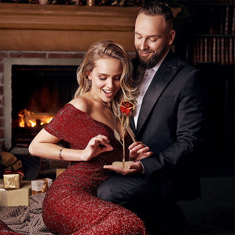 Rose Artificielle en Fer à Longue Tige pour Femme, Cadeau de Mariage et de Noël pour la Saint-Valentin AI0001 – Image 5
