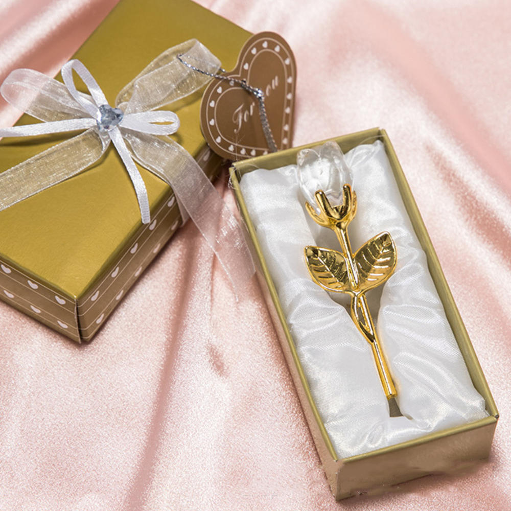 Fleur de rose artificielle en verre de cristal pour petite amie, argent, or, cadeau de la Saint-Valentin, cadeau de mariage pour invité, le plus récent AI0001 – Image 6