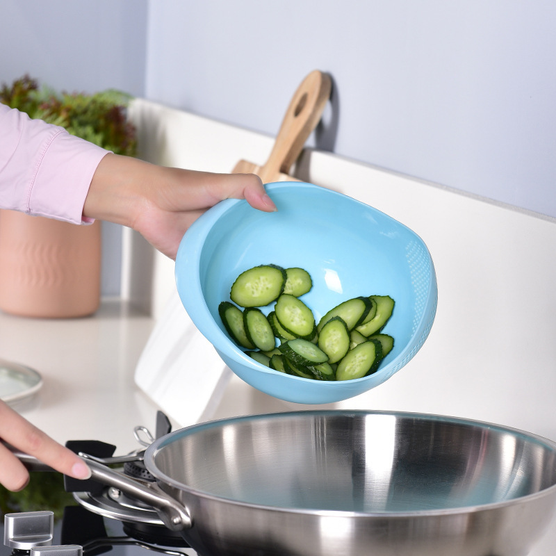 Mir de drainage de cuisine avec poignée, tamis à riz portable, cuillère en plastique, bol à riz, panier à filet filtrant, évier de cuisine, 1 pièce AI0001 – Image 4