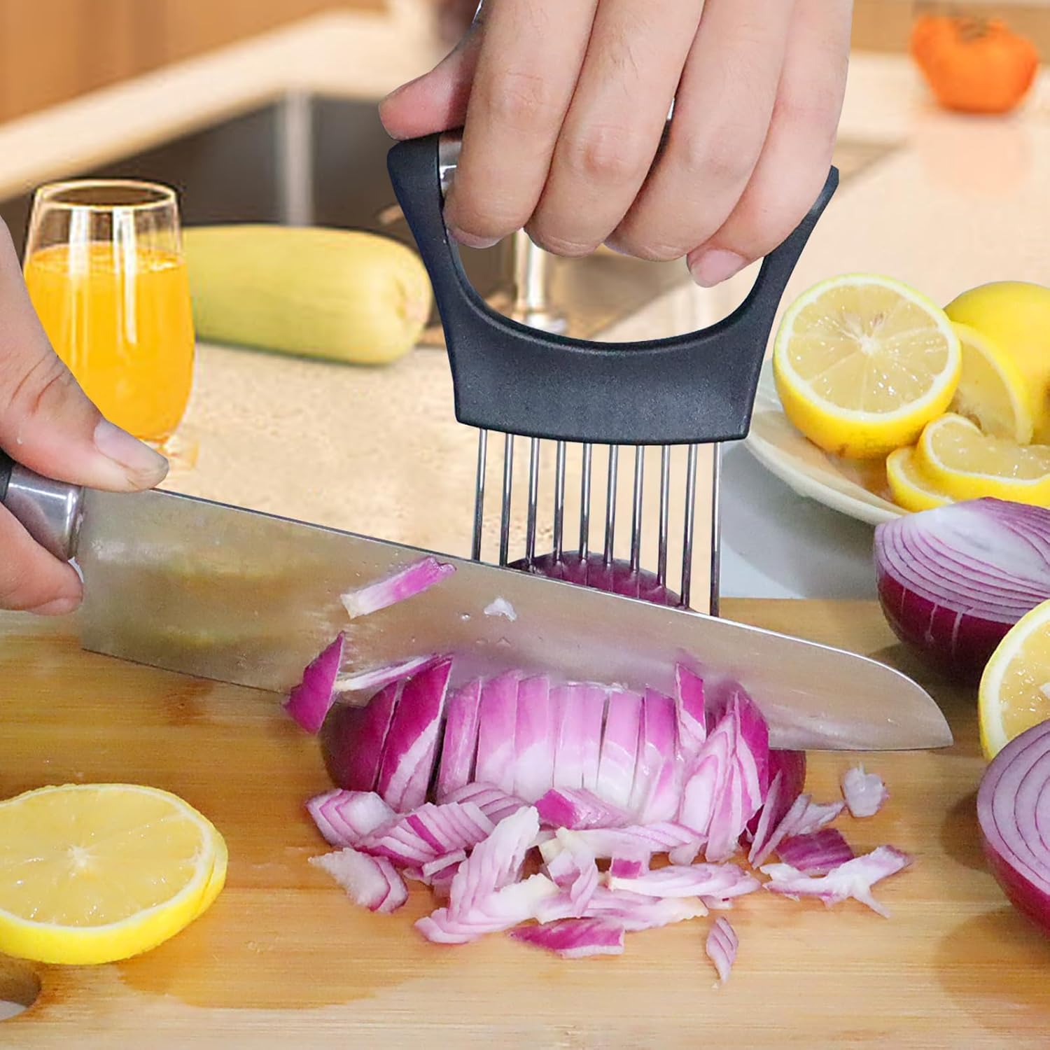 Onion Holder for Slicing Vegetable Cutter for Potato and Tomato Eggs Food Slicer Assistant Tool for Slicing Fruit Lemon and Meat AI0001 – Image 5