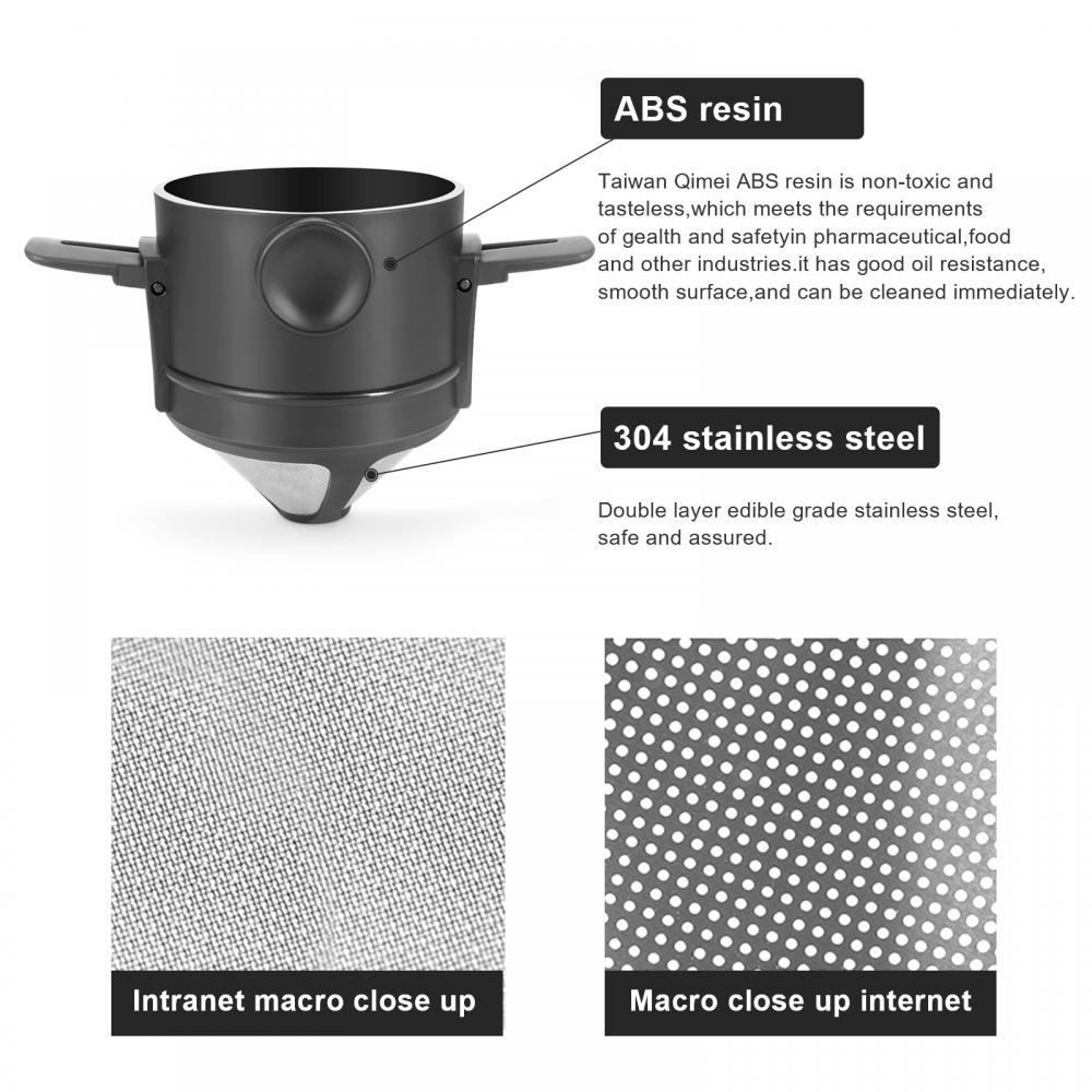 Cafetière portable pliable en acier inoxydable, filtre à café, porte-thé goutte à goutte, réutilisable, sans papier, verser sur le goutteur de café AI0001 – Image 3
