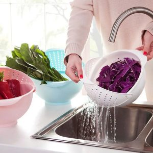 Kitchen Rotatable Three-In-One Storage Basket Portable Storage Fruit Basket Drain Basket Plastic Removable Organizer AI0001