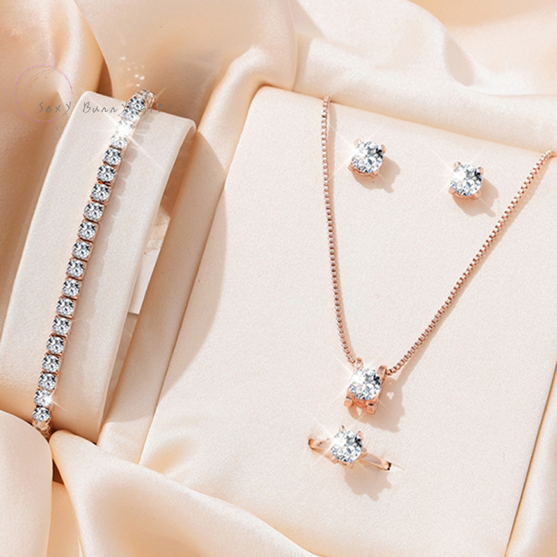 Ensembles de bijoux en cristal élégants pour femmes, collier, boucles d'oreilles, bague, bracelet, bijoux de princesse, ensemble de mariage pour patients, fête de Léon, 5 pièces AI0001 – Image 3
