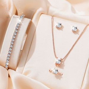 Ensembles de bijoux en cristal élégants pour femmes, collier, boucles d'oreilles, bague, bracelet, bijoux de princesse, ensemble de mariage pour patients, fête de Léon, 5 pièces AI0001