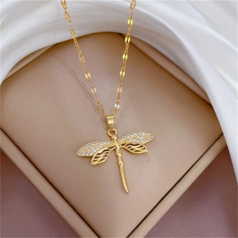 Collier pendentif libellule évidé pour femme, acier au titane, micro-incrusté JOand, accessoire AI0001 – Image 4