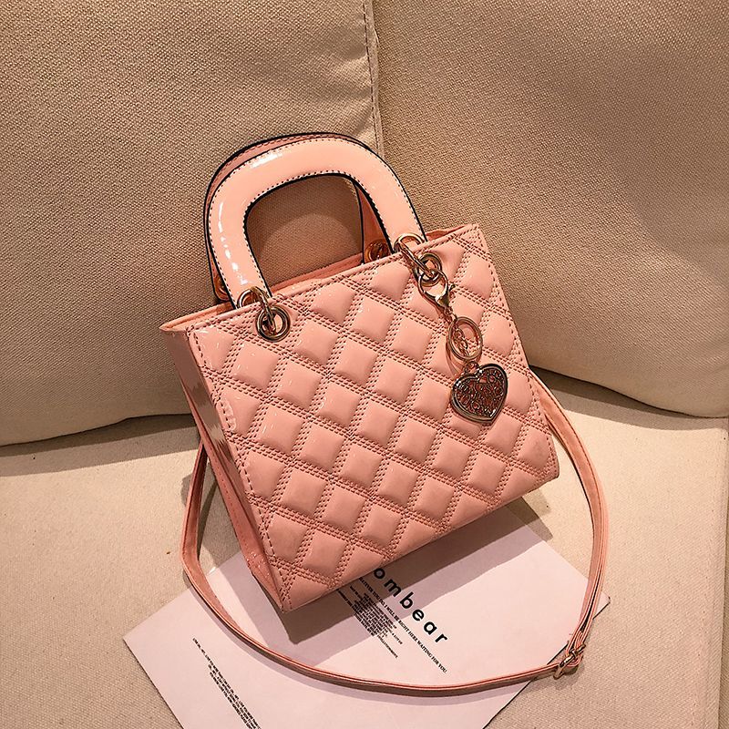 Mini sacs en cuir laqué pour femmes, sac à bandoulière brillant, sac à poignée supérieure, mode polyvalente, détruisez ifei Diamond Grid initiated, 2024 Nouveau AI0001 – Image 6
