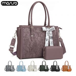 Sac fourre-tout en cuir PU pour ordinateur portable pour femme, étui de transport pour ordinateur portable, sac à main de grande capacité, sac initié aux voyages d'affaires, 15 pouces, 16 pouces, 17.3 pouces, dernier cri AI0001