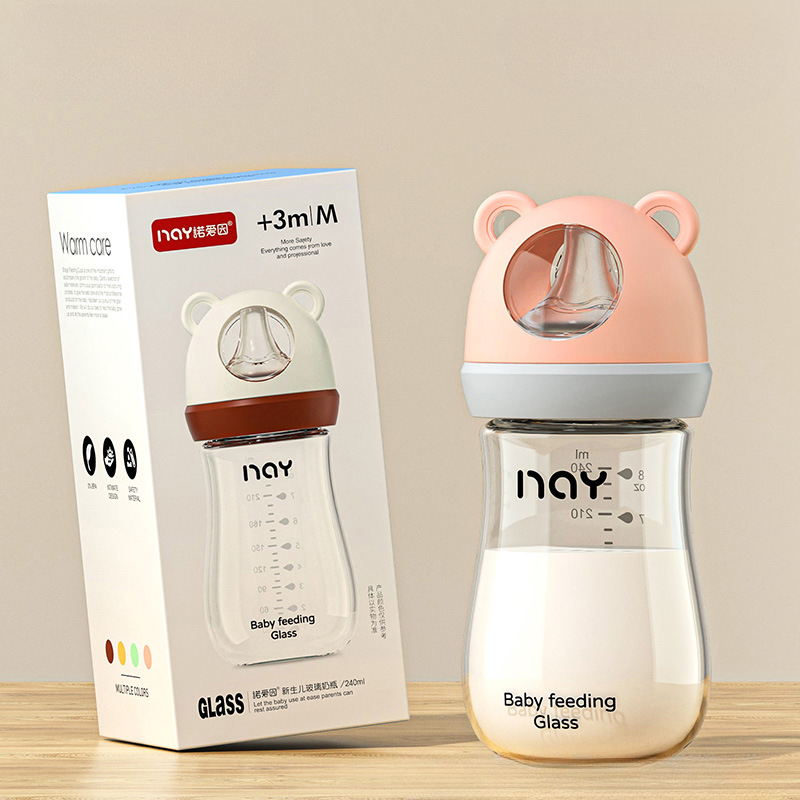 BiSantos en verre pour nouveau-né, anti-flatulence, anti-étouffement, biSantos pour bébé, sans BPA, gros calibre, allaitement, 0-3 mois AI0001 – Image 4