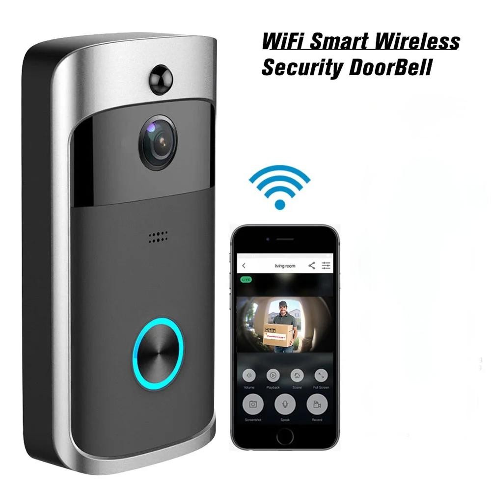 Sonnette vidéo de sécurité V5, WiFi 2.4G, audio bidirectionnel, vision nocturne HD, angle de vision 166 °, Pictrue Snape, enregistreur vidéo, stockage dans le nuage AI0001 – Image 2
