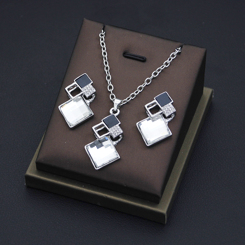 Ensembles de collier et boucles d'oreilles en cristal pour femmes, tour de cou de mariage, patients, bijoux à la mode AI0001 – Image 6