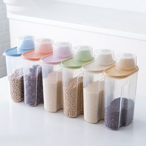 Boîte de conservation des aliments en plastique, ensemble de conteneurs transparents en plastique, bouteille de rangement de cuisine, peut sécher les céréales AI0001
