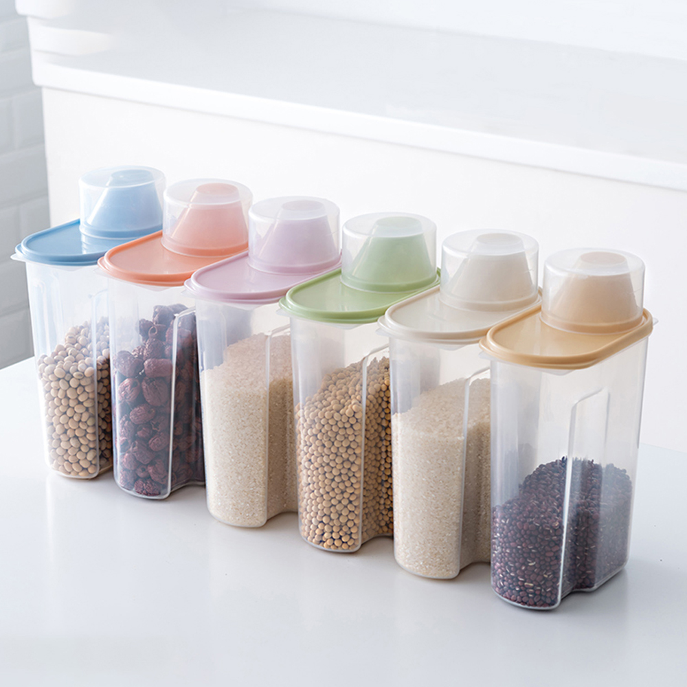 Boîte de conservation des aliments en plastique, ensemble de conteneurs transparents en plastique, bouteille de rangement de cuisine, peut sécher les céréales AI0001