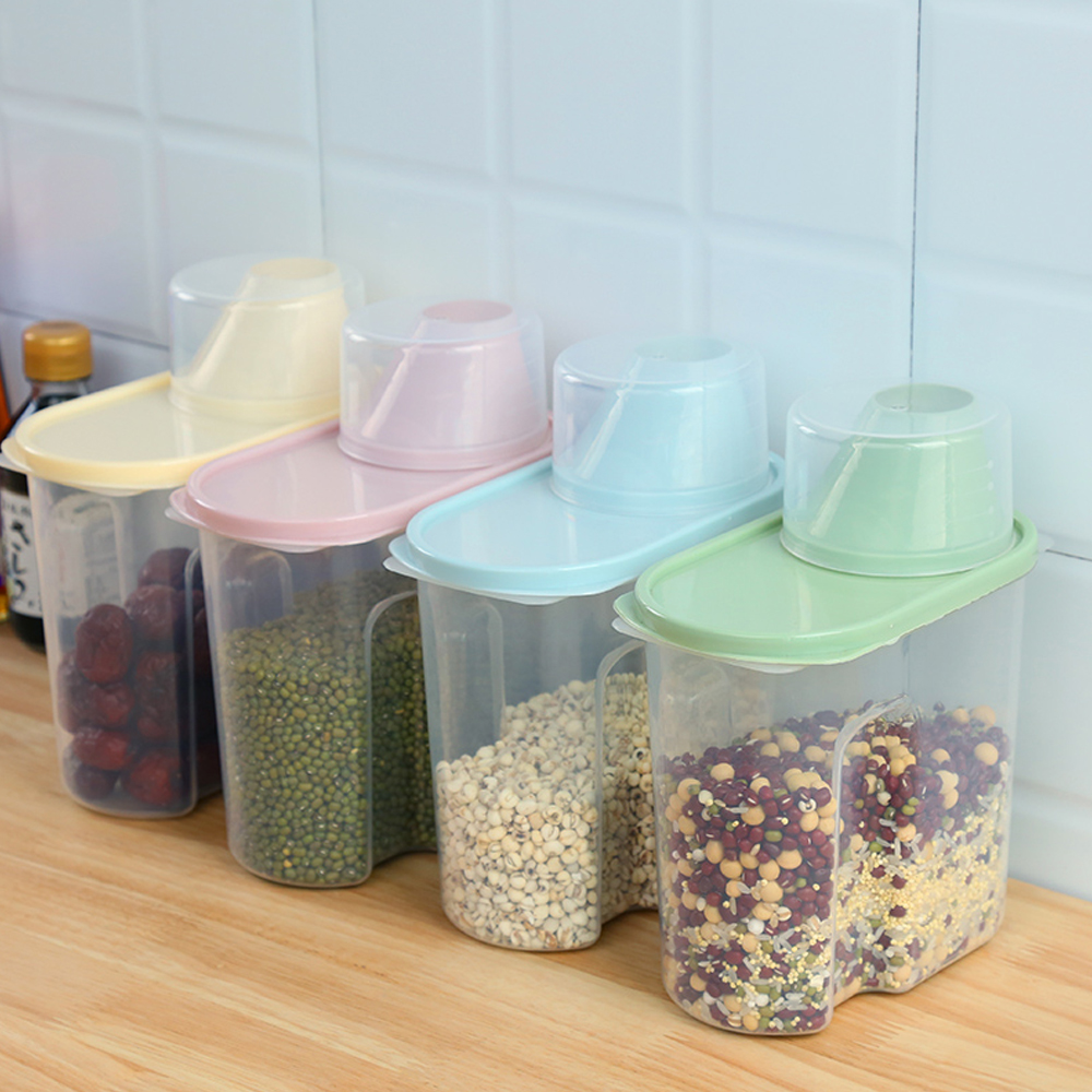 Boîte de conservation des aliments en plastique, ensemble de conteneurs transparents en plastique, bouteille de rangement de cuisine, peut sécher les céréales AI0001 – Image 4