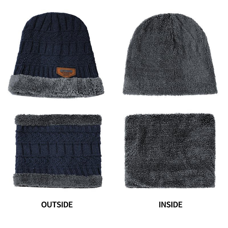 Ensemble bonnet et écharpe en laine optique pour hommes et femmes, cagoule, masque, bonnet, chapeau, femme, hiver AI0001 – Image 5