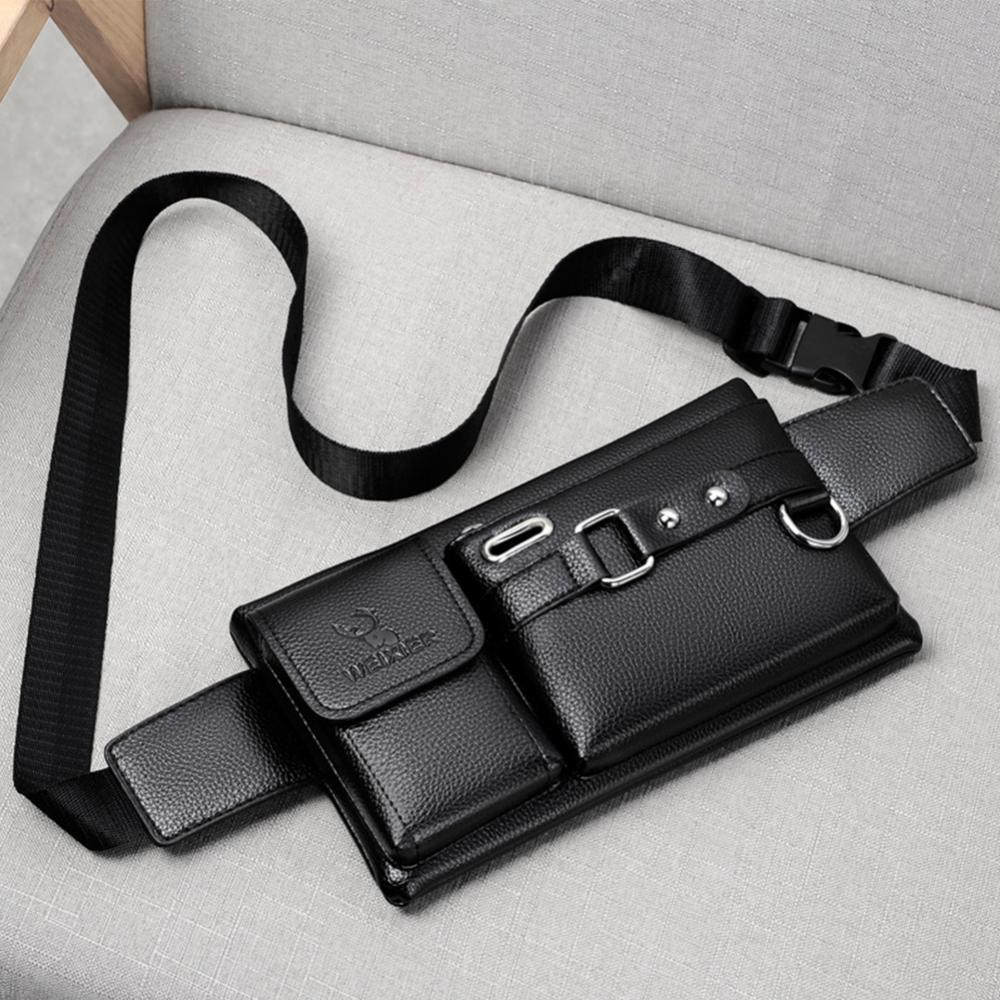 Sac de poitrine multifonction en PU pour homme, sacs à bandoulière décontractés, grande capacité, transport pratique, taille masculine AI0001 – Image 3