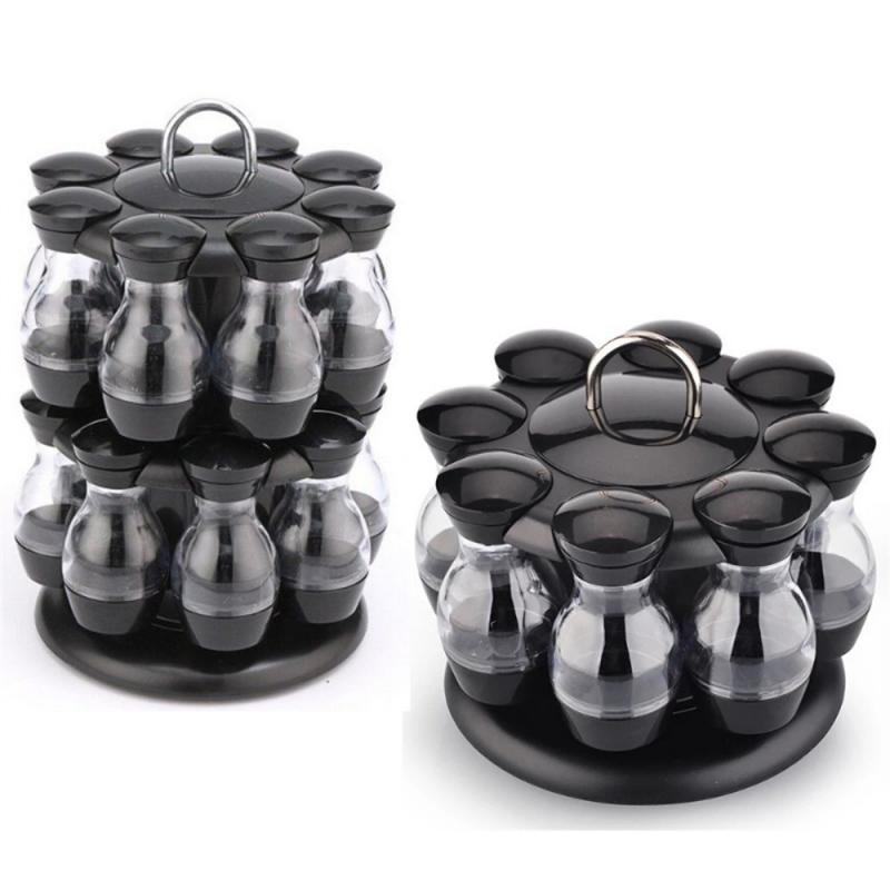 Pot à épices rotatif et ajustable, matériel de protection de l'environnement, outils de cuisine T1, ensemble de 8 bouteilles noires AI0001 – Image 7