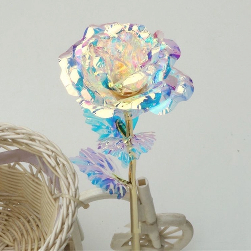 Fleurs de rose artificielles avec lumière LED, fleur en feuille d'aluminium, rose éternelle dans un couvercle en verre, décoration de mariage et de maison, cadeau d'anniversaire et de fête des mères AI0001 – Image 3
