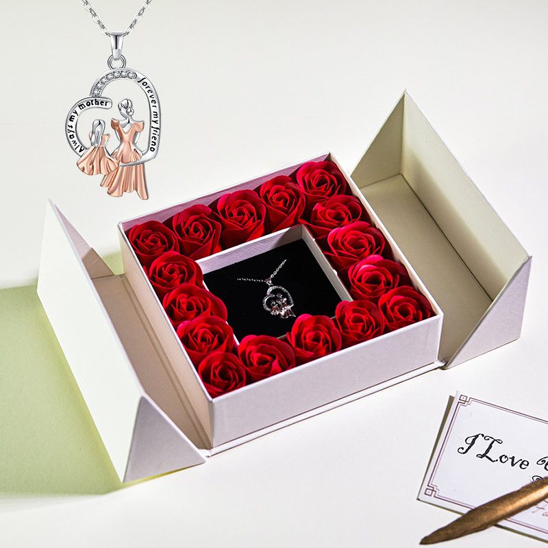 Collier avec pendentif en forme de Rose éternelle pour femme, coffret cadeau pour la fête des mères, cadeau d'anniversaire de mariage AI0001 – Image 5