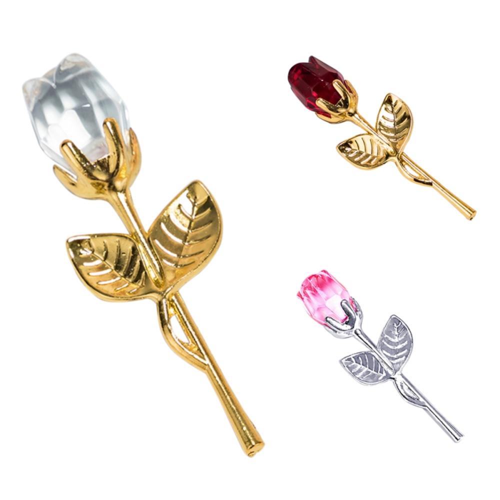 Fleur de rose artificielle en verre de cristal pour petite amie, argent, or, cadeau de la Saint-Valentin, cadeau de mariage pour invité, le plus récent AI0001 – Image 3