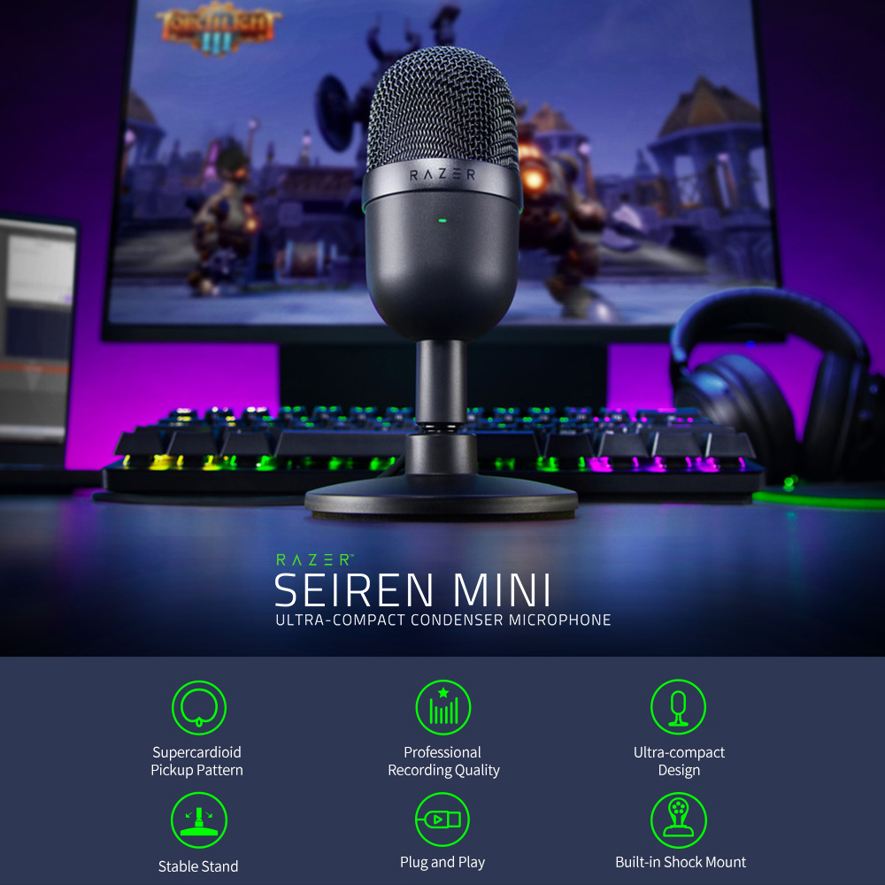 Mini microphone USB Razer Seiren, condensateur ultra-spirit, micro streaming, nouveau AI0001 – Image 6