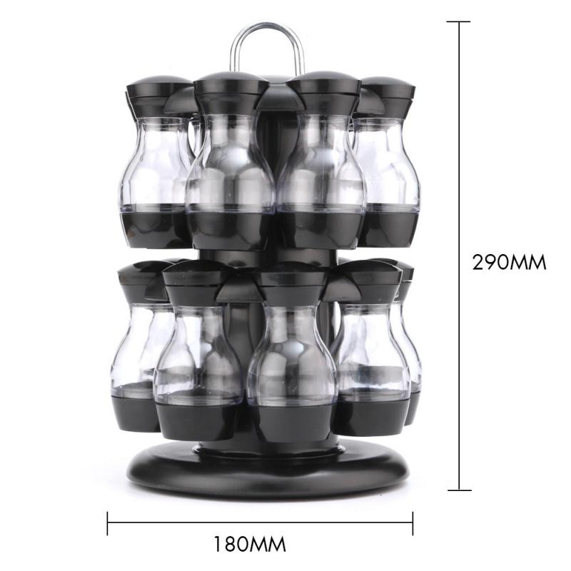 Pot à épices rotatif et ajustable, matériel de protection de l'environnement, outils de cuisine T1, ensemble de 8 bouteilles noires AI0001 – Image 5