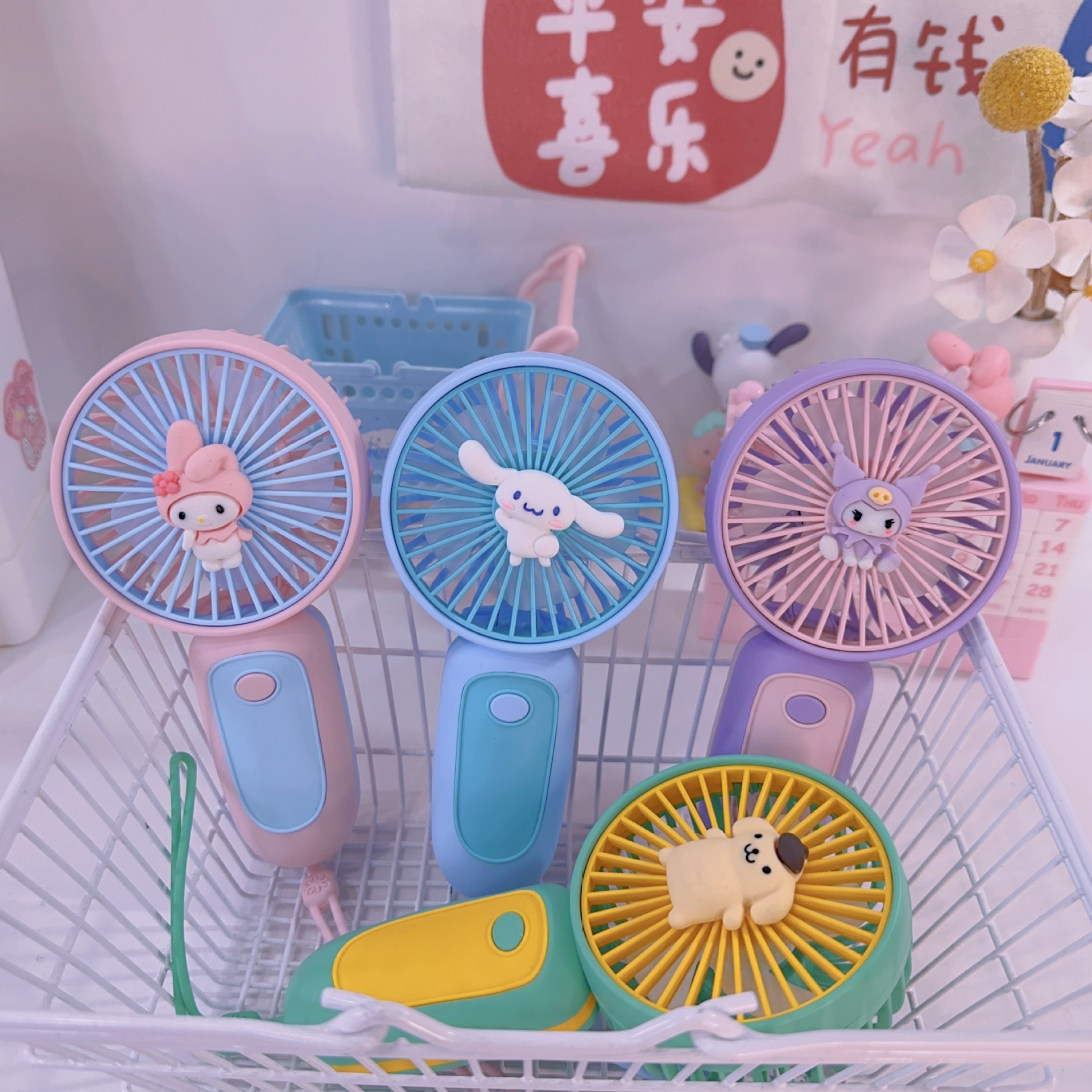 Sanurgente-Ventilateur électrique portable pour étudiant, ventilateur de dessin animé mignon, Mymelody, Kuromi, Cinnamoroll, Kawaii, déterminer l'extérieur, cadeau étudiant AI0001 – Image 5