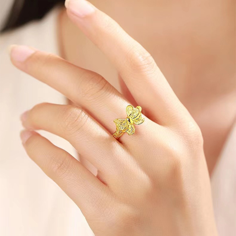 KISS & FLOpacks-Ensemble de bijoux en or 24 carats pour femme, collier nœud papillon, bague, boucles d'oreilles, bijoux fins, vente en gros, cadeau de fête de mariage, JS34 AI0001 – Image 4