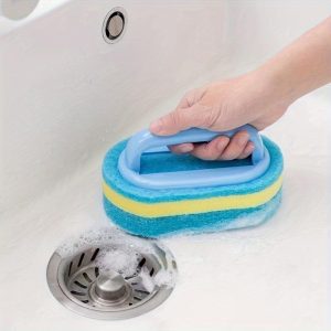 Brosse en éponge avec poignée pour livres, brosse à récurer les carreaux de baignoire, brosse à éponge pour livres ménagers, fournitures de cuisine AI0001