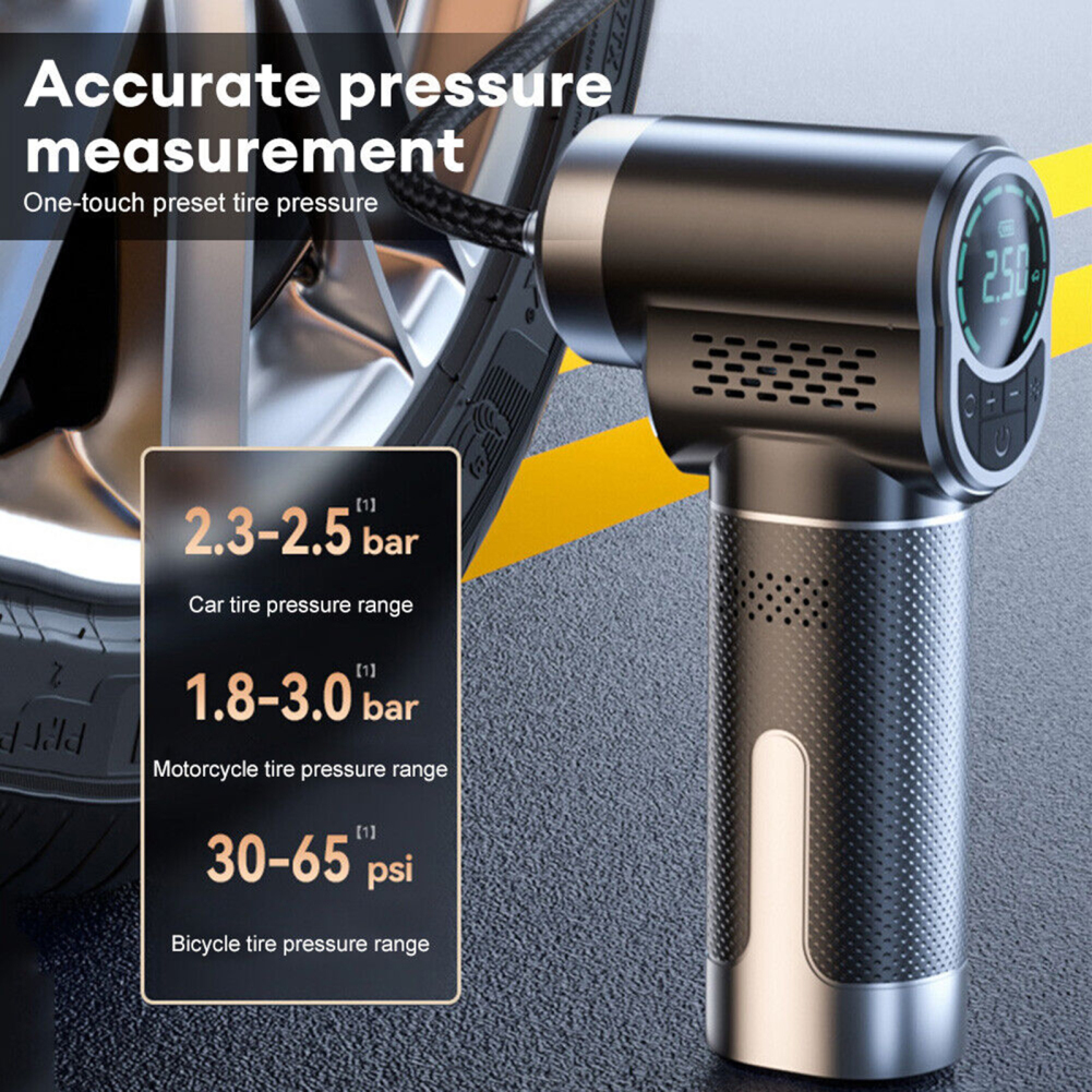 Compresseur d'air sans fil portable avec lumière LED, pompe de gonflage électrique pour moto, vélo, bateau, auto, voiture, 150psi AI0001 – Image 5