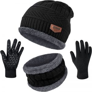 Ensemble bonnet et écharpe en laine optique pour hommes et femmes, cagoule, masque, bonnet, chapeau, femme, hiver AI0001