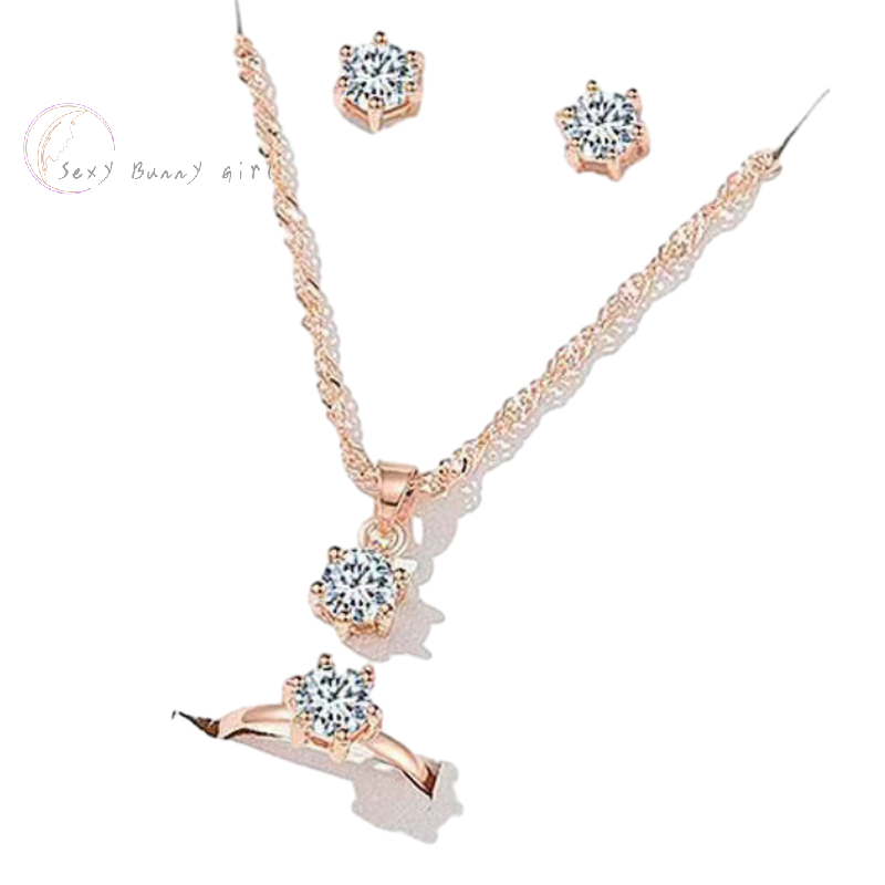 Ensembles de bijoux en cristal élégants pour femmes, collier, boucles d'oreilles, bague, bracelet, bijoux de princesse, ensemble de mariage pour patients, fête de Léon, 5 pièces AI0001 – Image 2