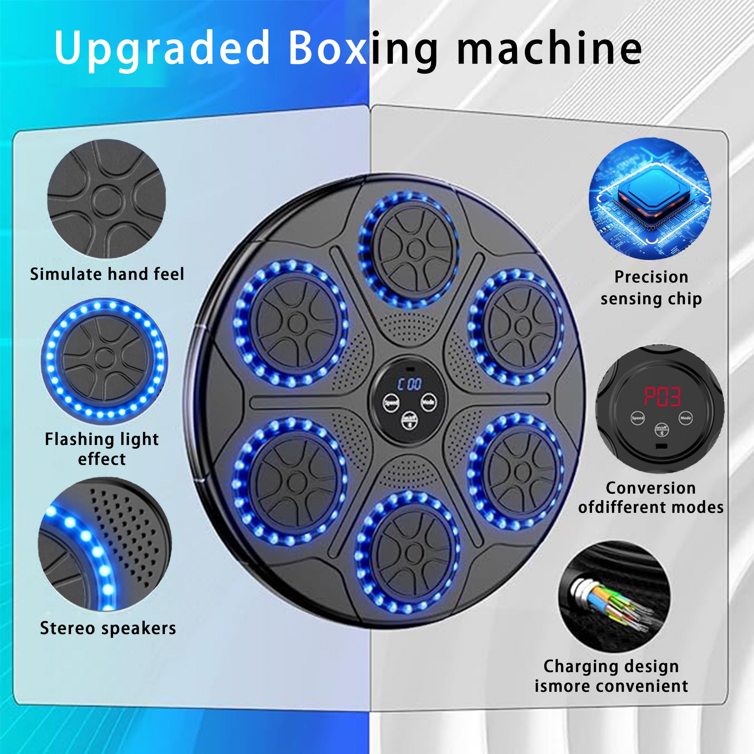 Machine de boxe murale Bluetooth intelligente, musique, entraîneur de boxe, salle de sport à domicile, cible électronique, équipement de poinçonnage, nouveau AI0001 – Image 6