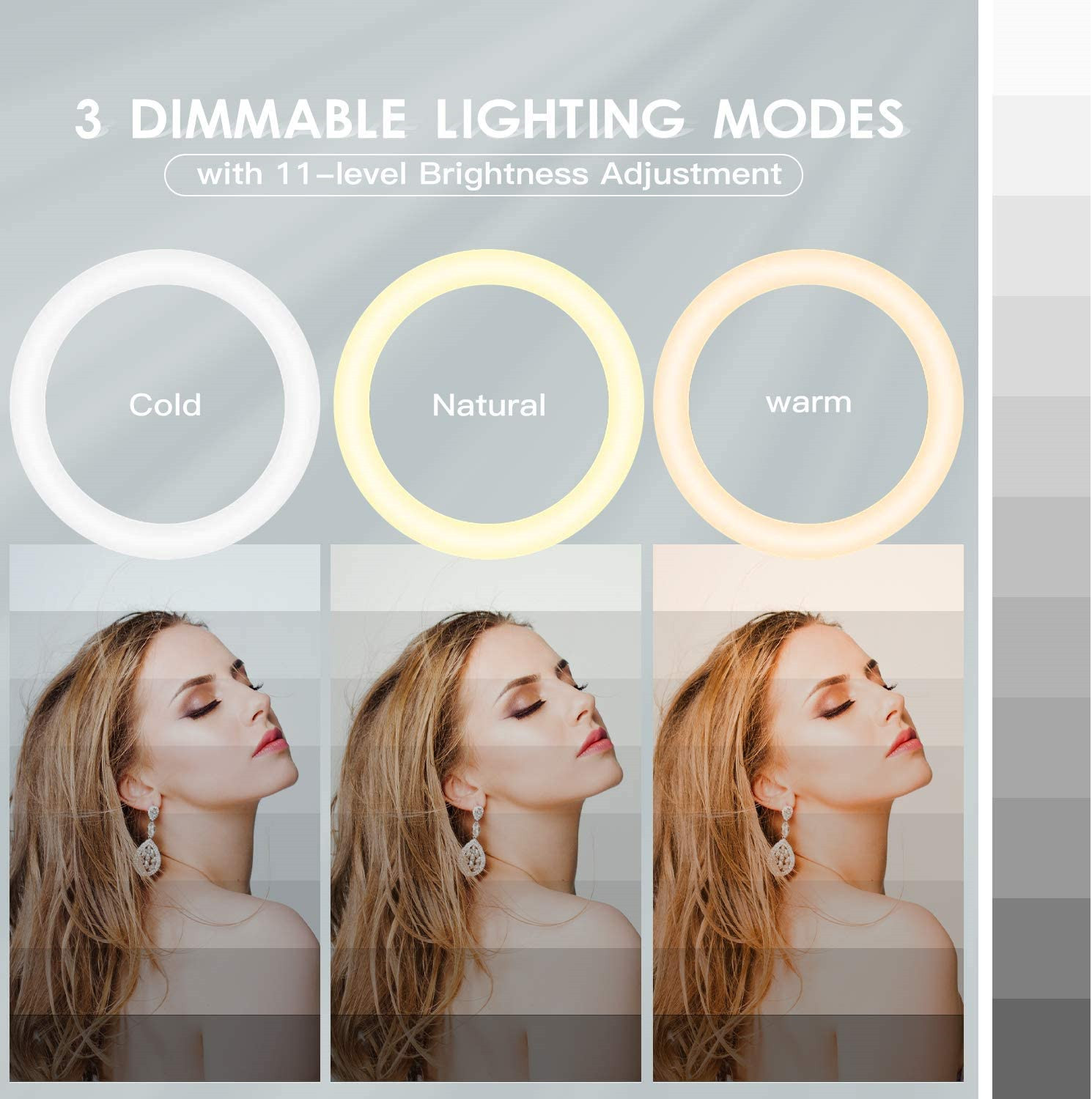 Anneau lumineux Led avec trépied, 26 Cm, pour Support Mobile, pince de Studio, Selfie, jante pour photographie, éclairage Ring Rong Lite AI0001 – Image 4