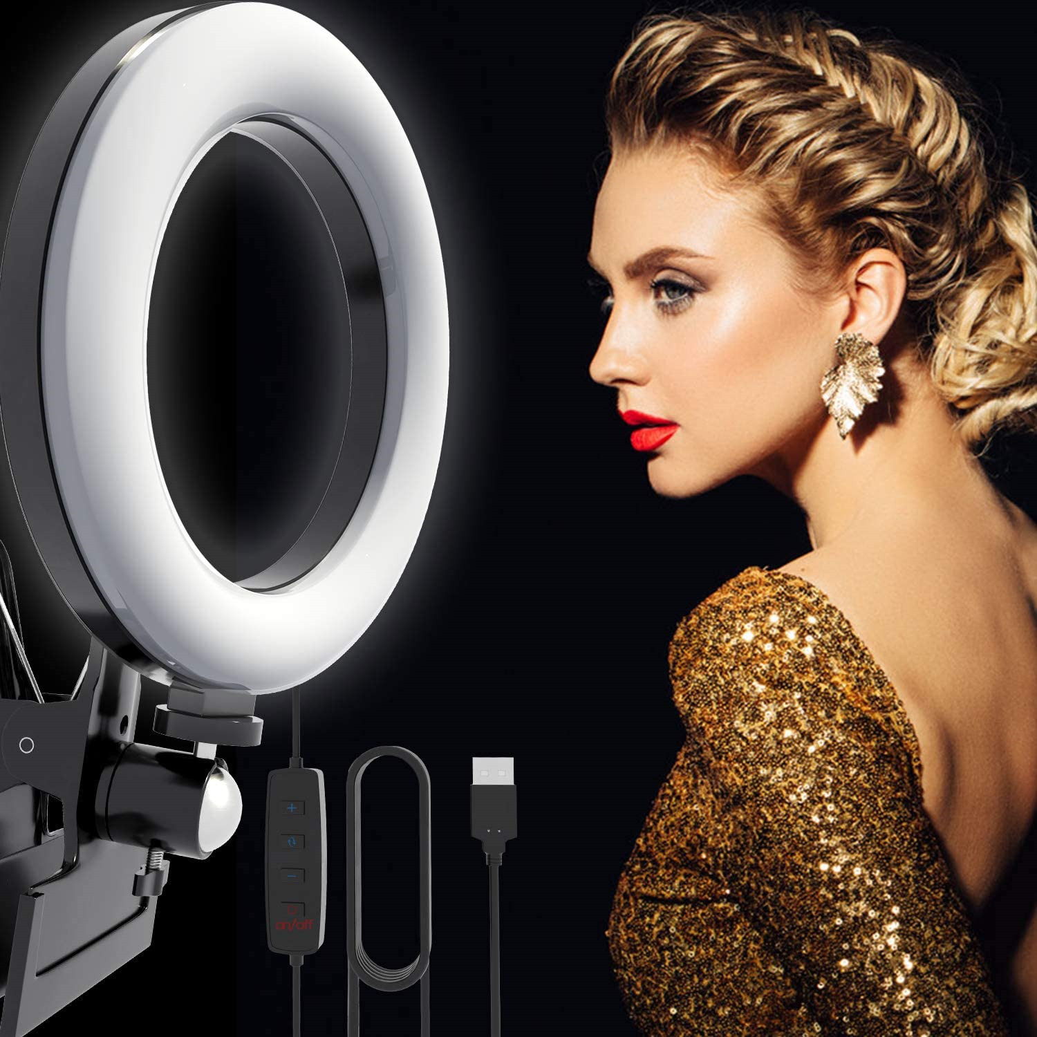 Anneau lumineux Led avec trépied, 26 Cm, pour Support Mobile, pince de Studio, Selfie, jante pour photographie, éclairage Ring Rong Lite AI0001 – Image 3