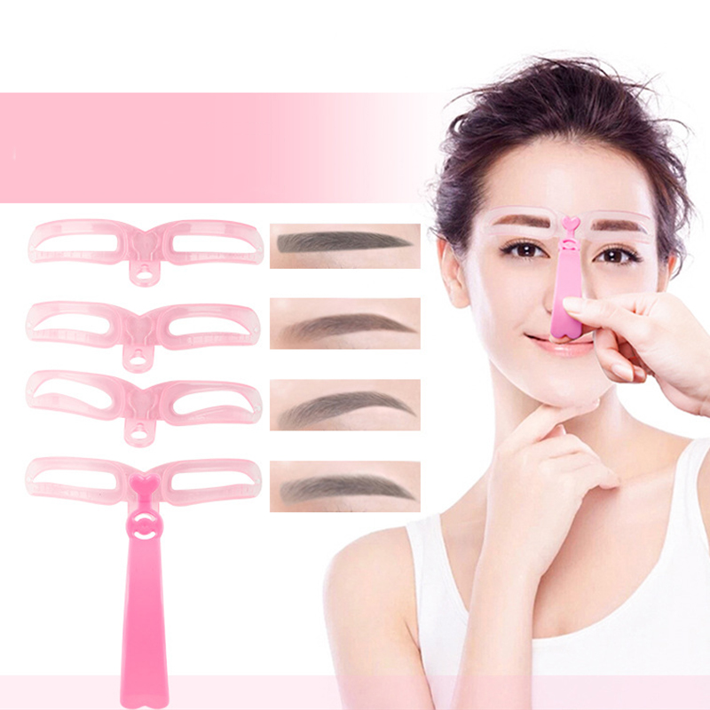 Ensemble de cailloux à sourcils réutilisables, moule à sourcils, guide de dessin bricolage, style, carte de modèle saillante, kit de beauté de maquillage, ensemble de 4 pièces AI0001