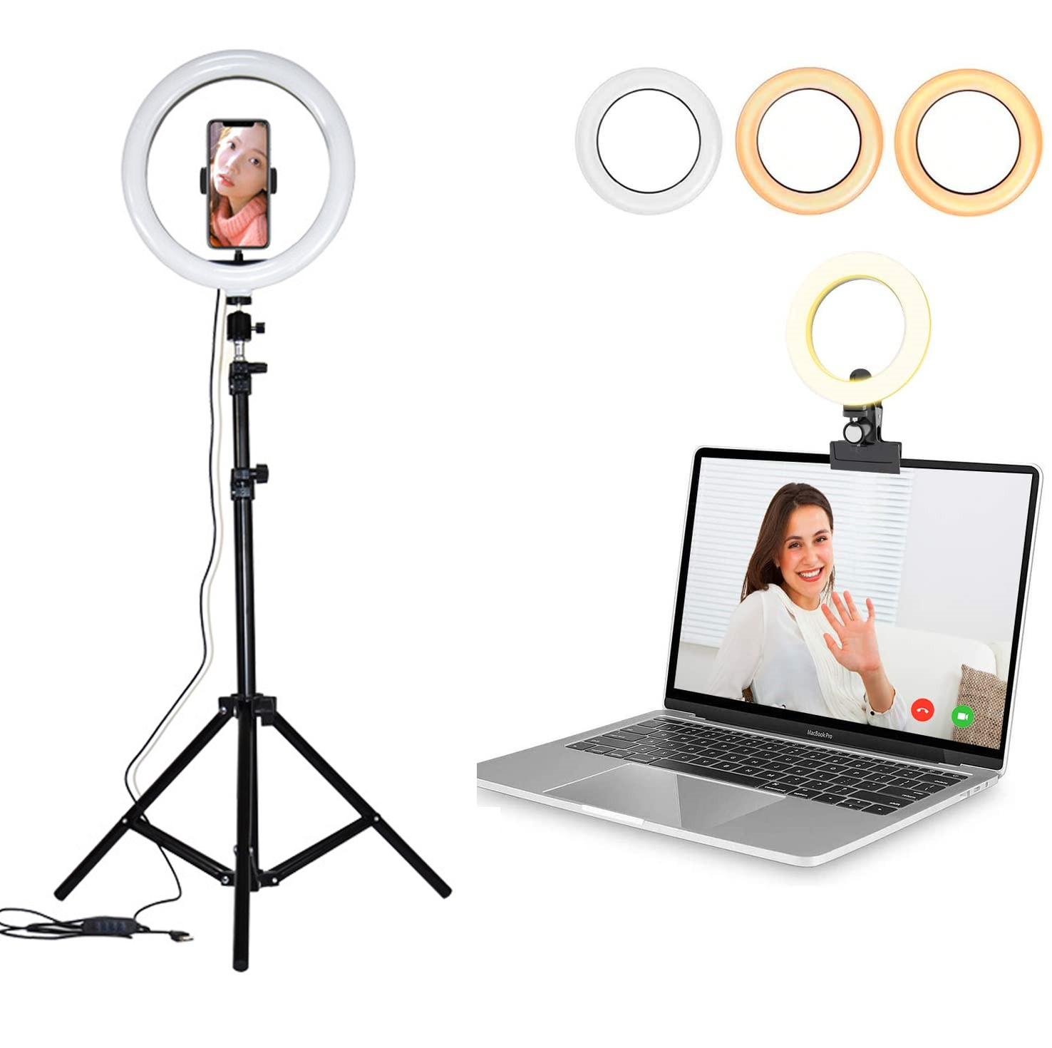 Anneau lumineux Led avec trépied, 26 Cm, pour Support Mobile, pince de Studio, Selfie, jante pour photographie, éclairage Ring Rong Lite AI0001